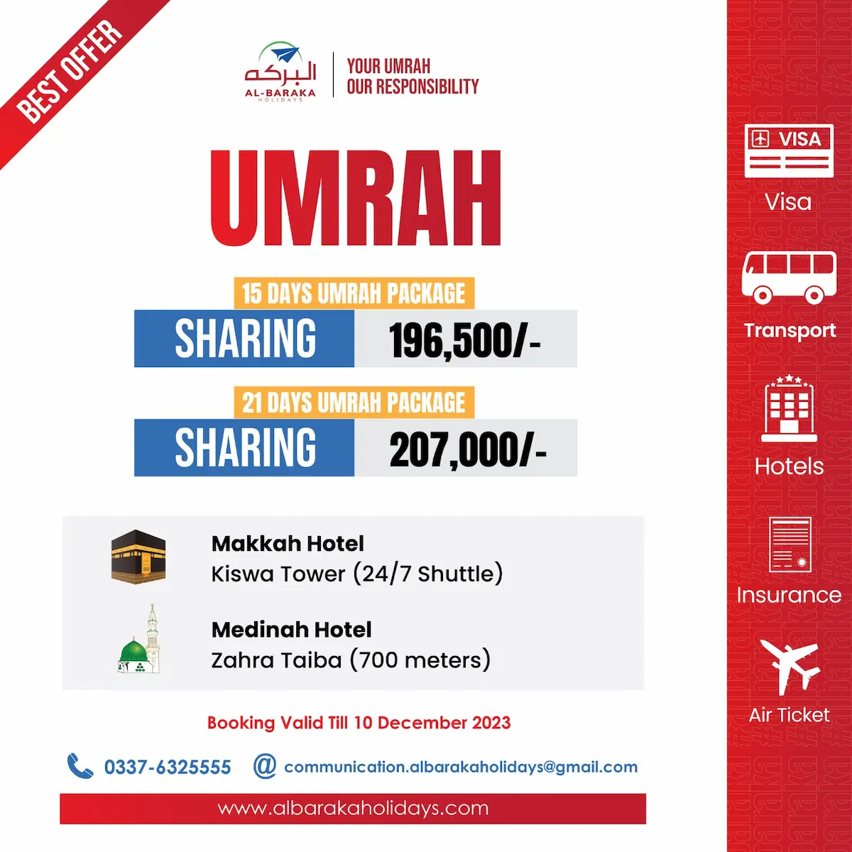 15 days umrah packages from Pakistan